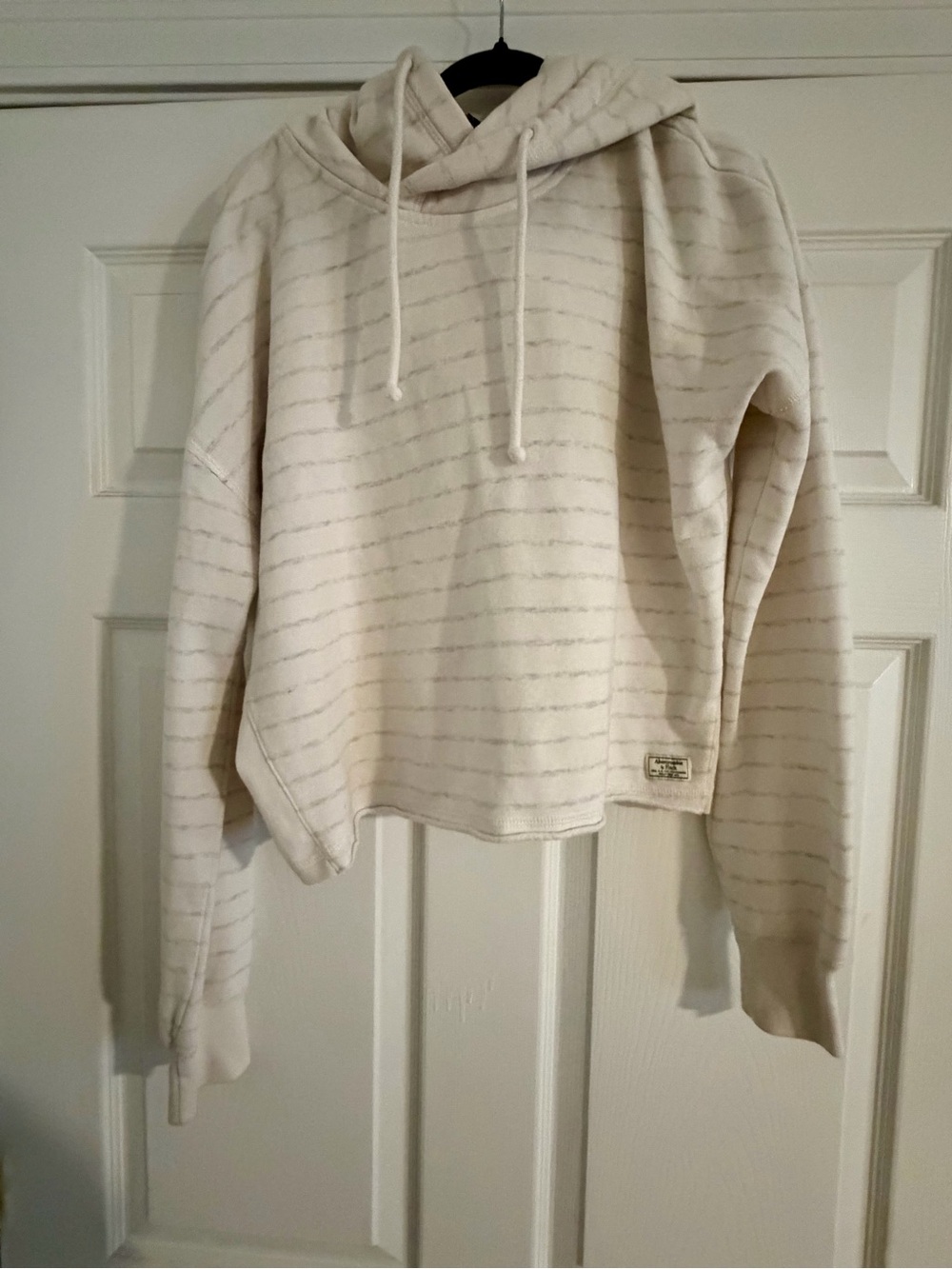 Abercrombie & Fitch Cream and Light Gray Striped Pullover